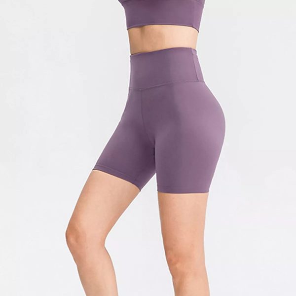 Purple Double-sided Brocade Brushed Tight-fitting High-waist Fitness Shorts - Image 3