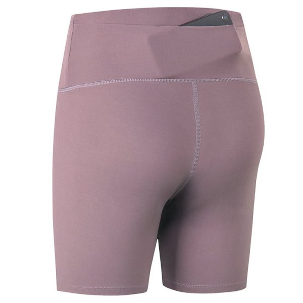 Purple Double-sided Brocade Brushed Tight-fitting High-waist Fitness Shorts - Image 6